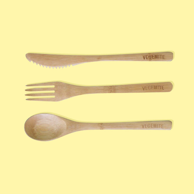 Bamboo Cutlery in a Full Colour Cotton Pouch