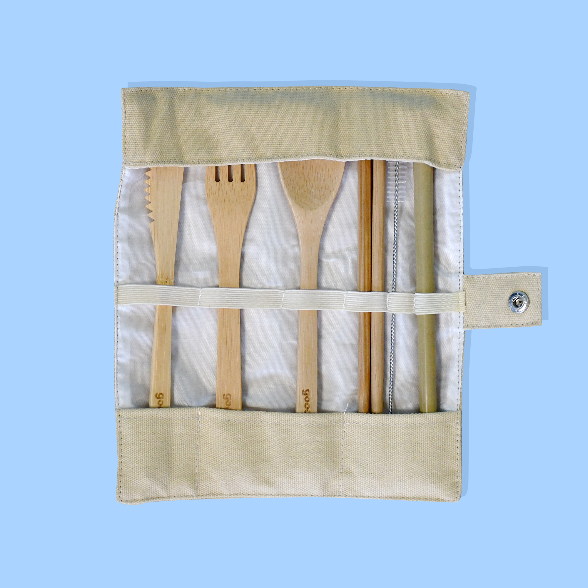 Bamboo Cutlery in a Natural Cotton Pouch