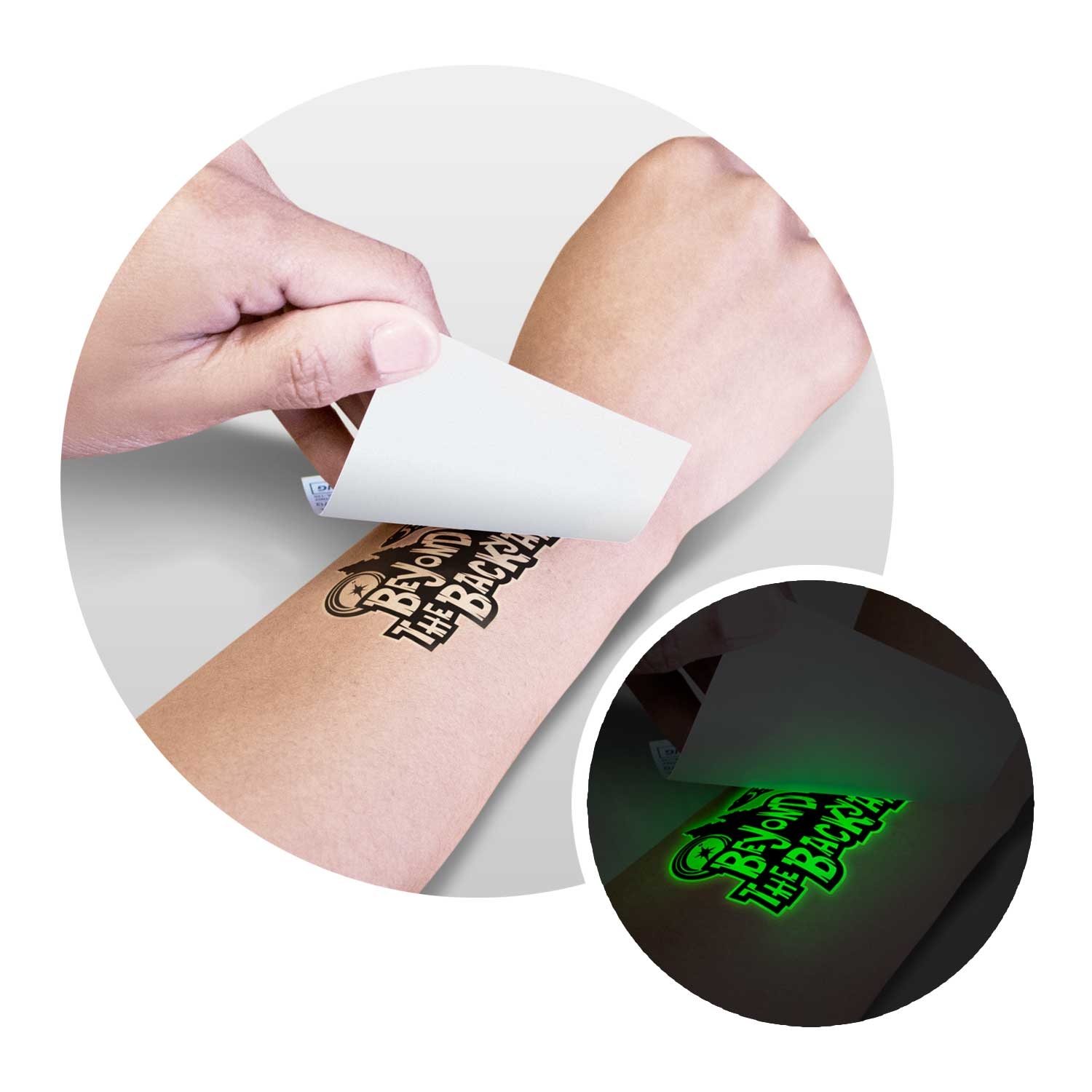 Temporary Tattoo Glow in the Dark – 51mm x 76mm