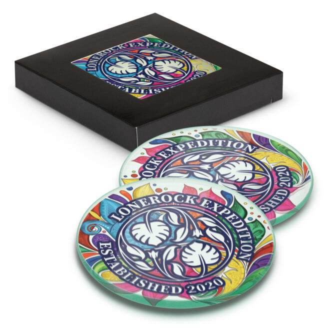 Venice Glass Coaster Set of 2 Round – Full Colour