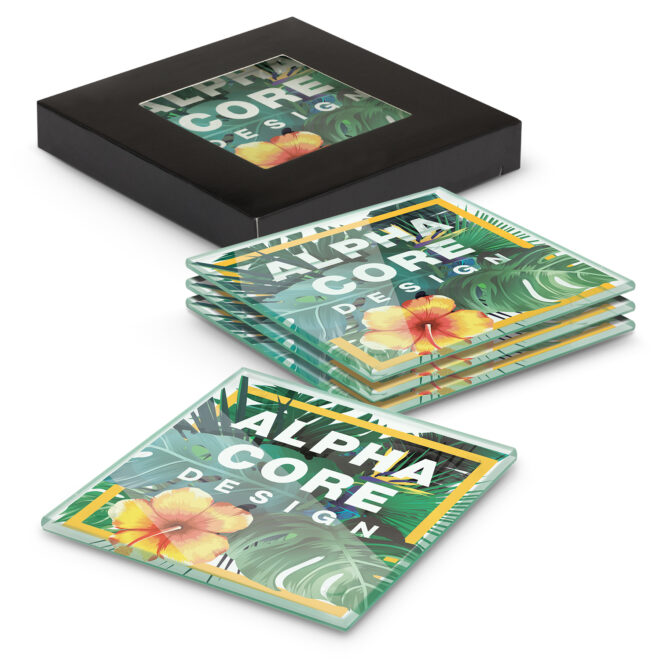 Venice Glass Coaster Set of 4 Square – Full Colour