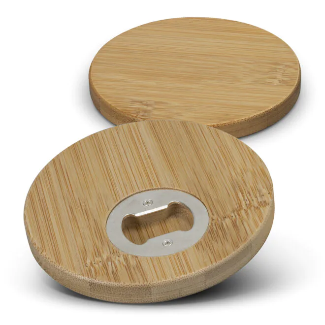 Bamboo Bottle Opener Coaster Set of 2 – Round