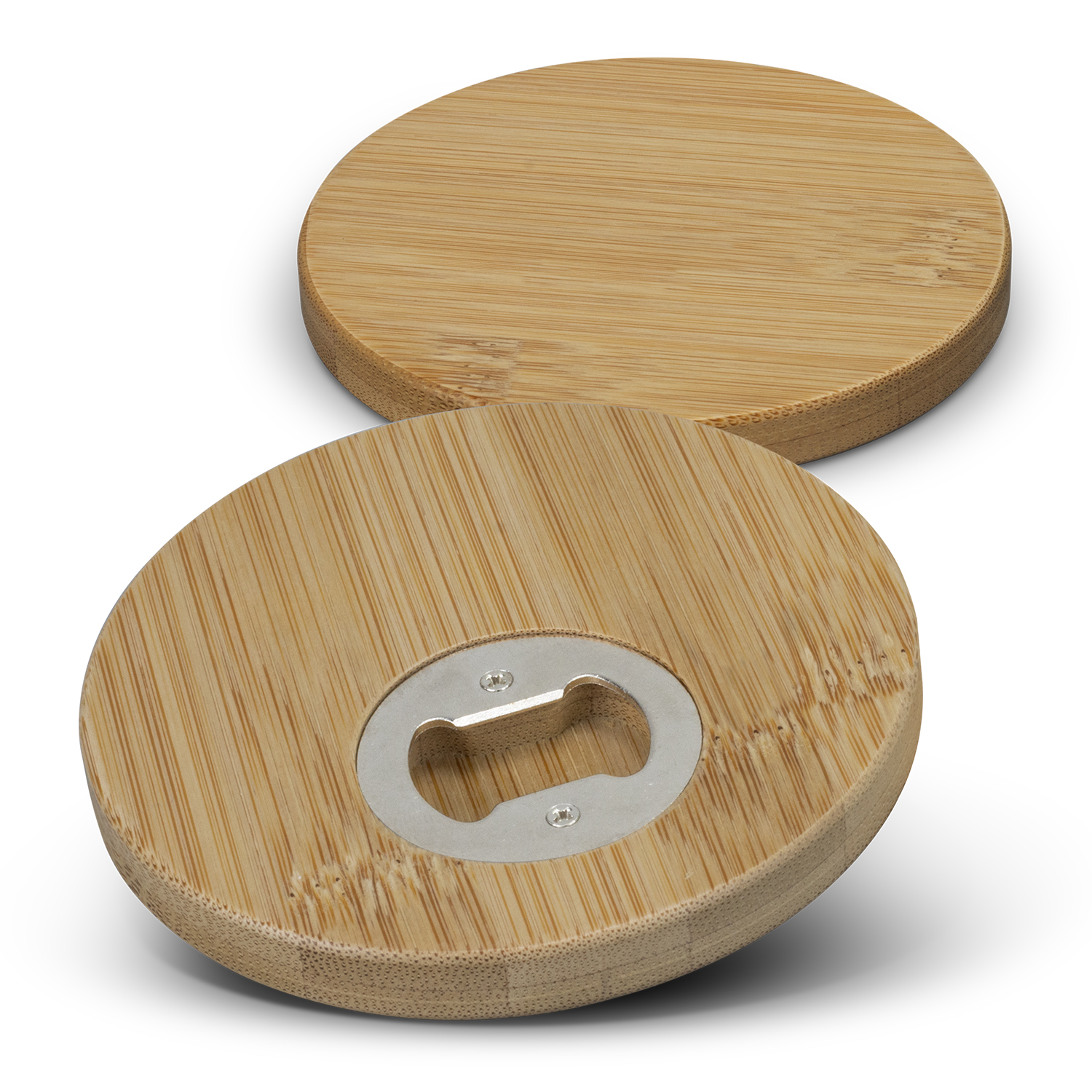 Bamboo Bottle Opener Coaster Set of 2 – Round