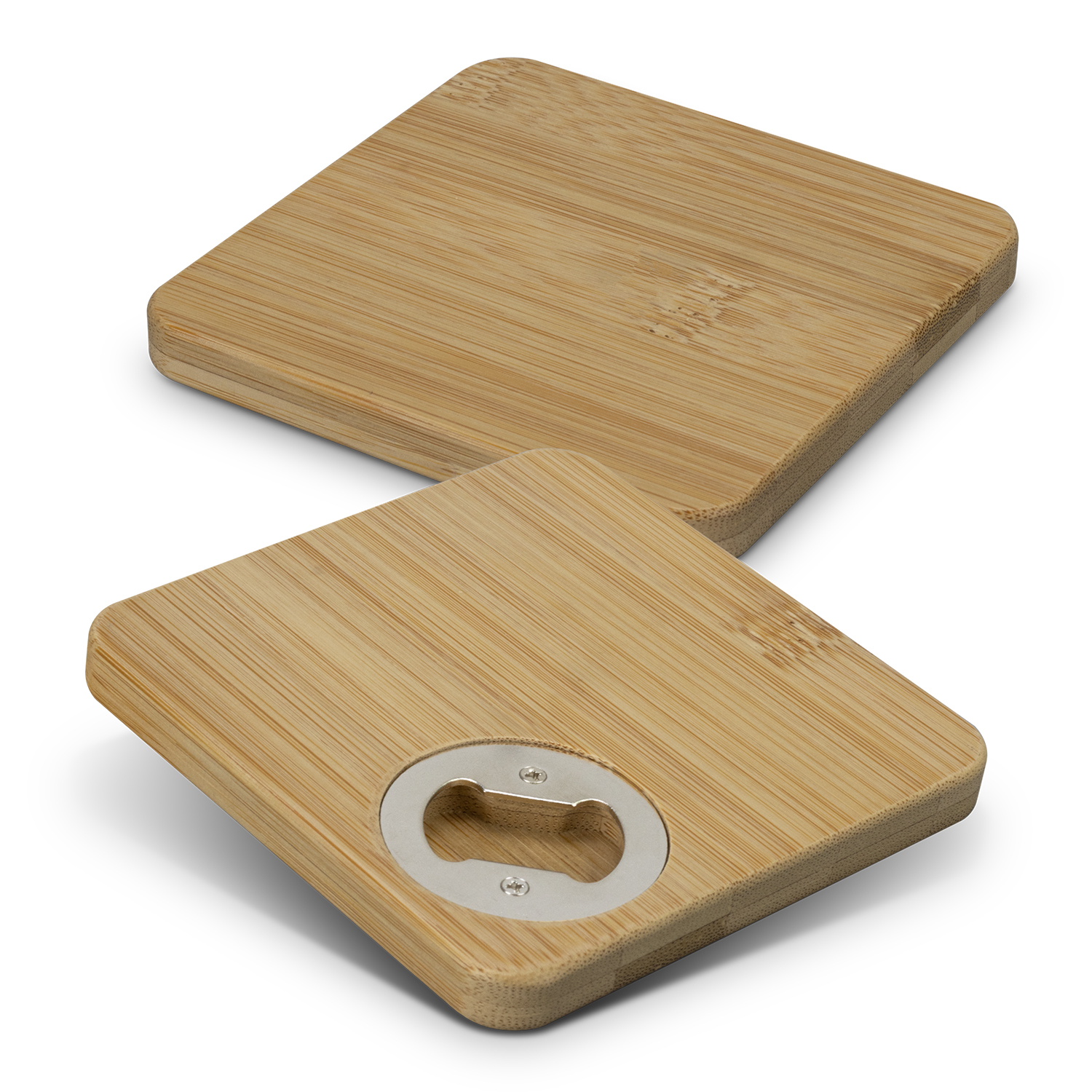 Bamboo Bottle Opener Coaster Set of 2 – Square