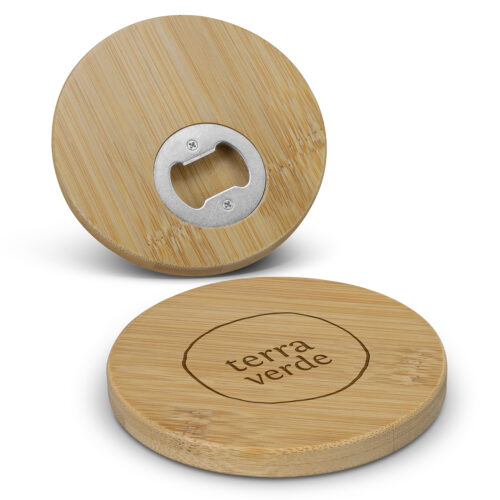 Bamboo Bottle Opener Coaster – Round