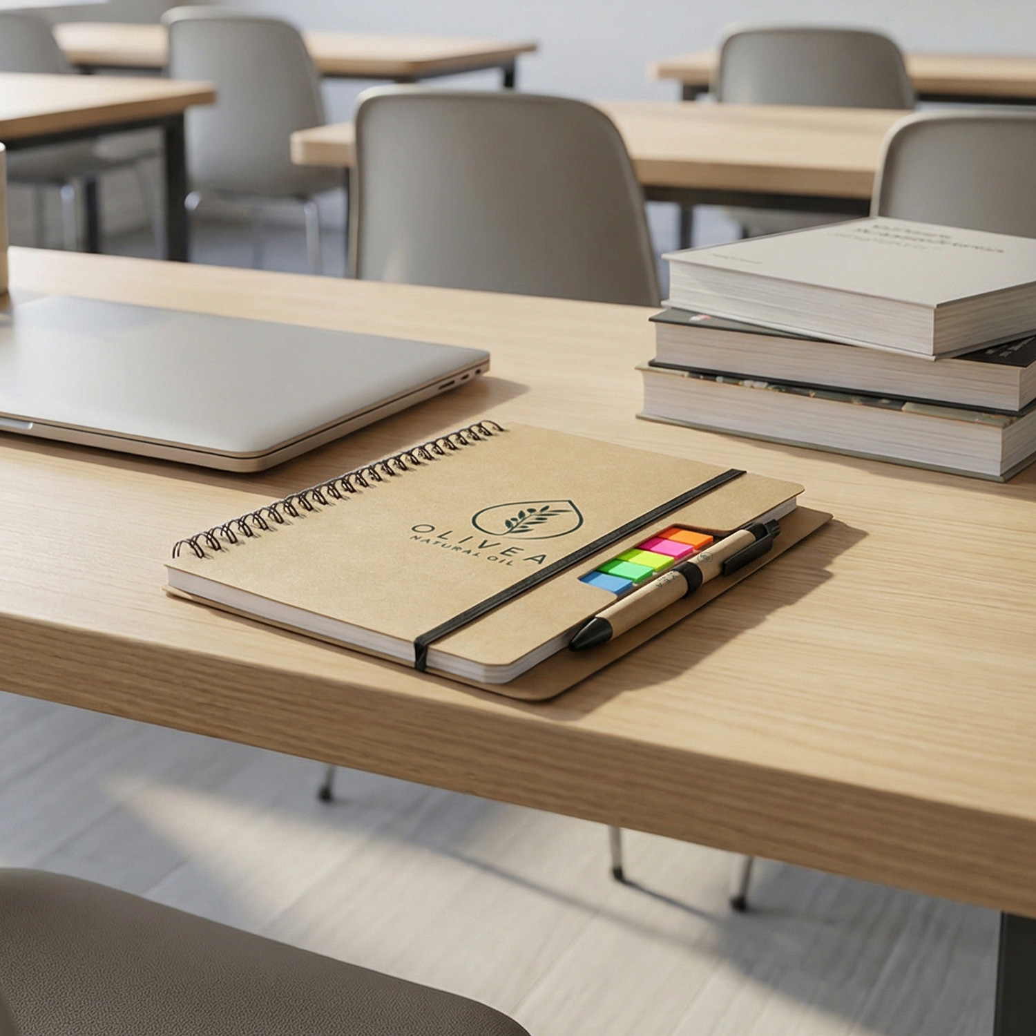 Kraft Notebook with Notes and Flags