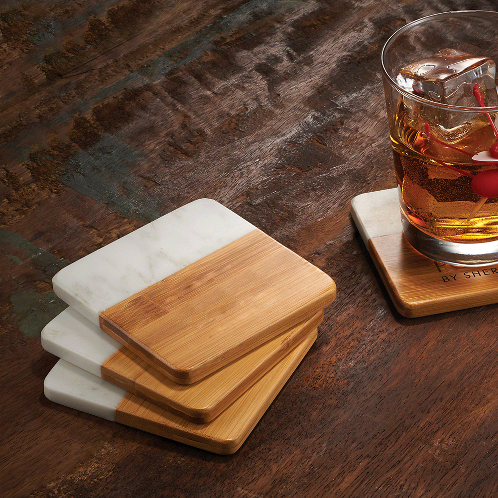 Marble & Bamboo Coaster