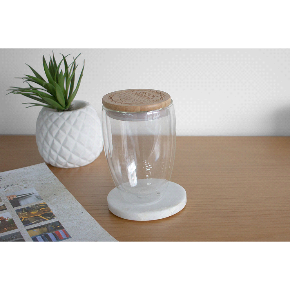 Easton Glass Cup w/ Bamboo Lid 355ml