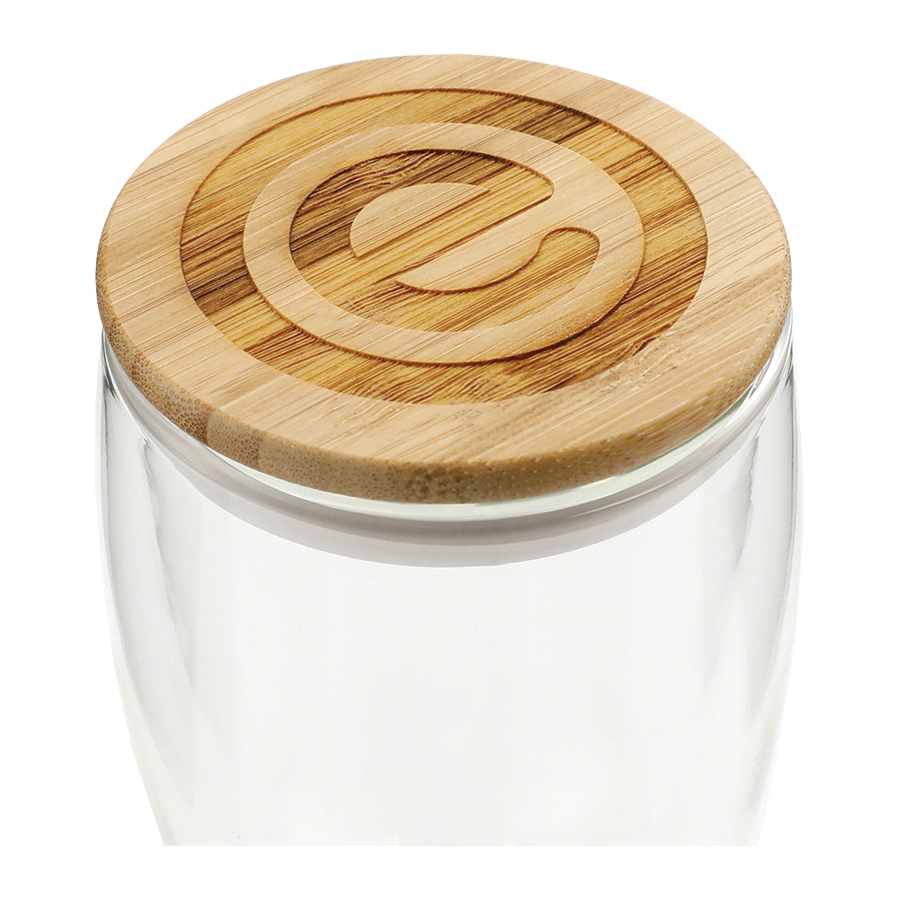 Easton Glass Cup w/ Bamboo Lid 355ml