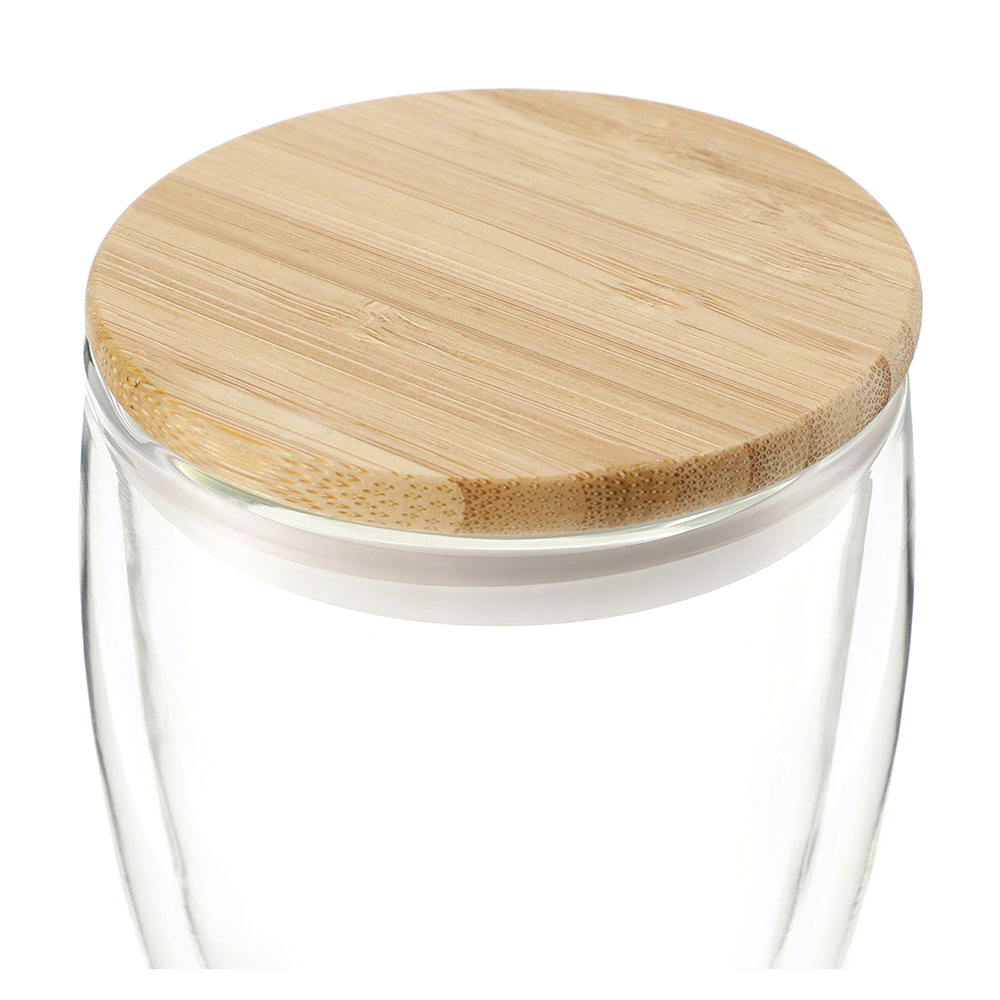 Easton Glass Cup w/ Bamboo Lid 355ml