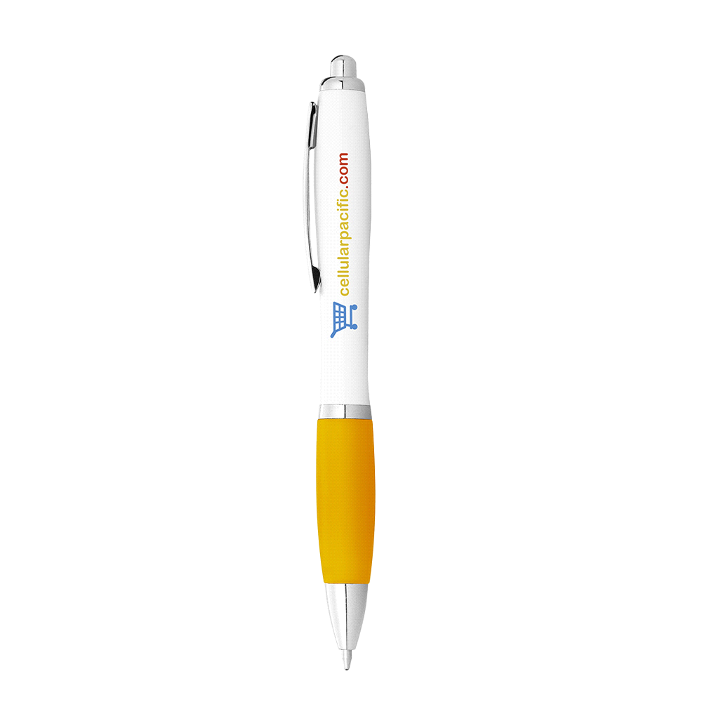 Nash Ballpoint Pen w/ White Barrel & Coloured Grip