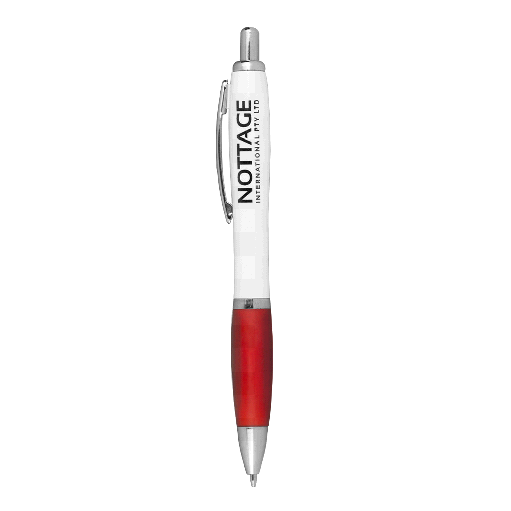Nash Ballpoint Pen w/ White Barrel & Coloured Grip