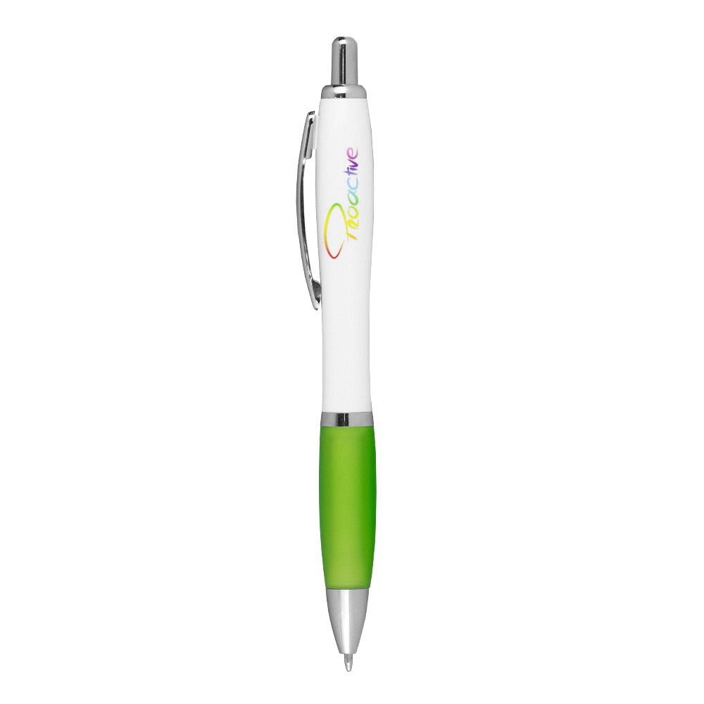 Nash Ballpoint Pen w/ White Barrel & Coloured Grip