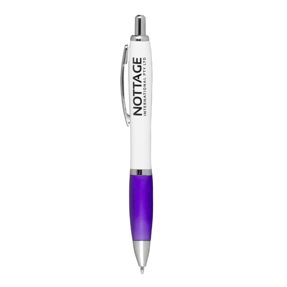 Nash Ballpoint Pen w/ White Barrel & Coloured Grip