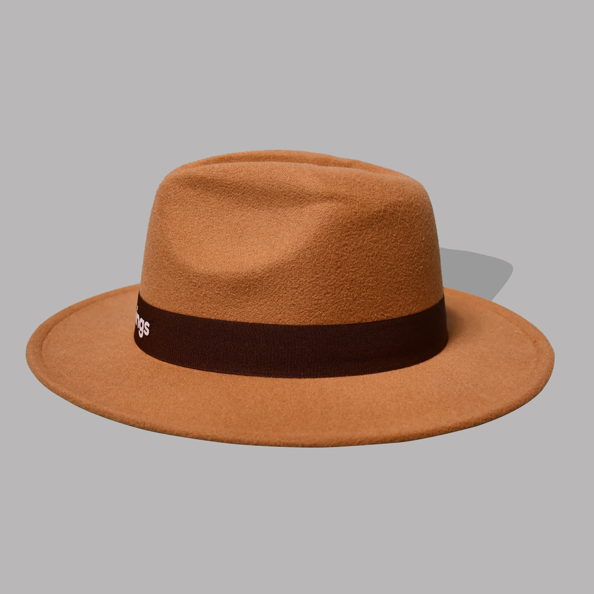 Polyester Fedora Hat with Printing Trim – Beige