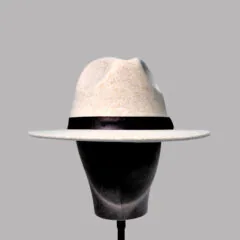 Polyester Fedora Hat with PU debossed trim - Grey or Oatmeal