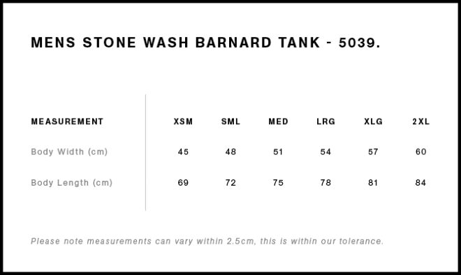 Mens Stone Wash Barnard Tank