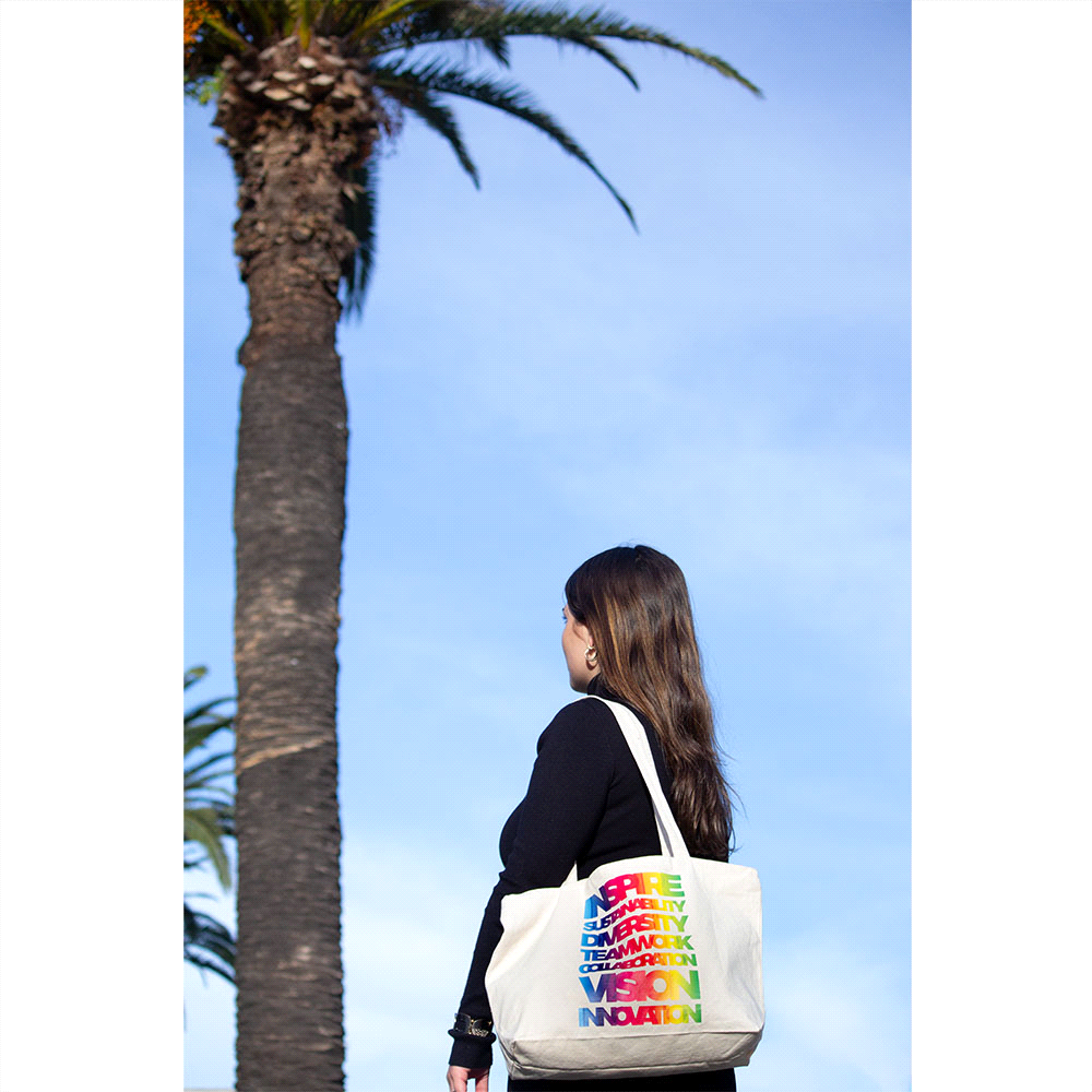 Zippered Cotton Canvas Shopper Tote