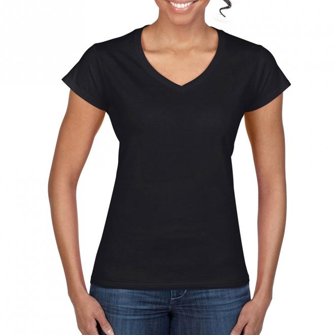 64V00L_black Soft Style Ladies V Neck T-Shirt