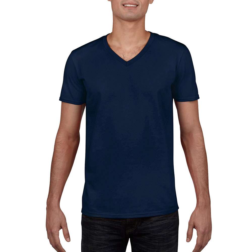 64V00_navyblue Adult V Neck T-Shirt