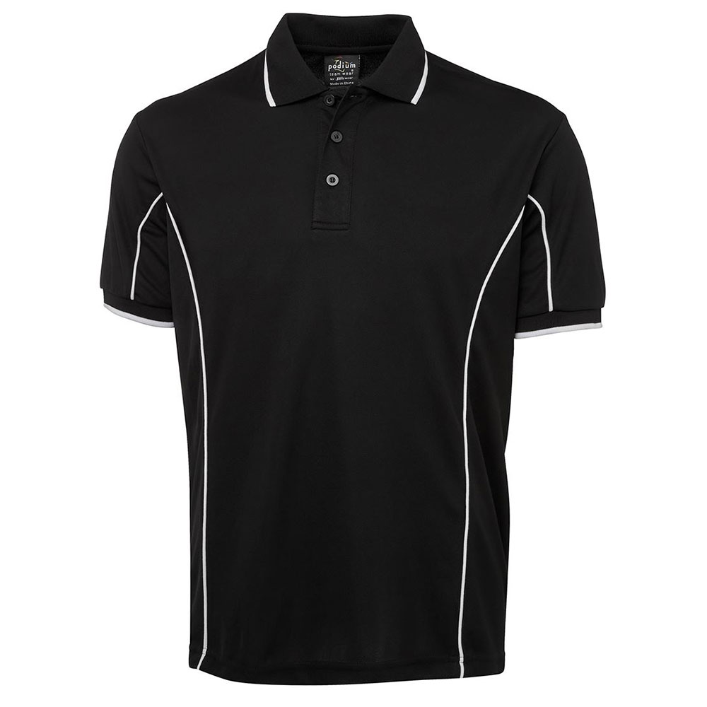 7PIP_black S/S Piping Polo