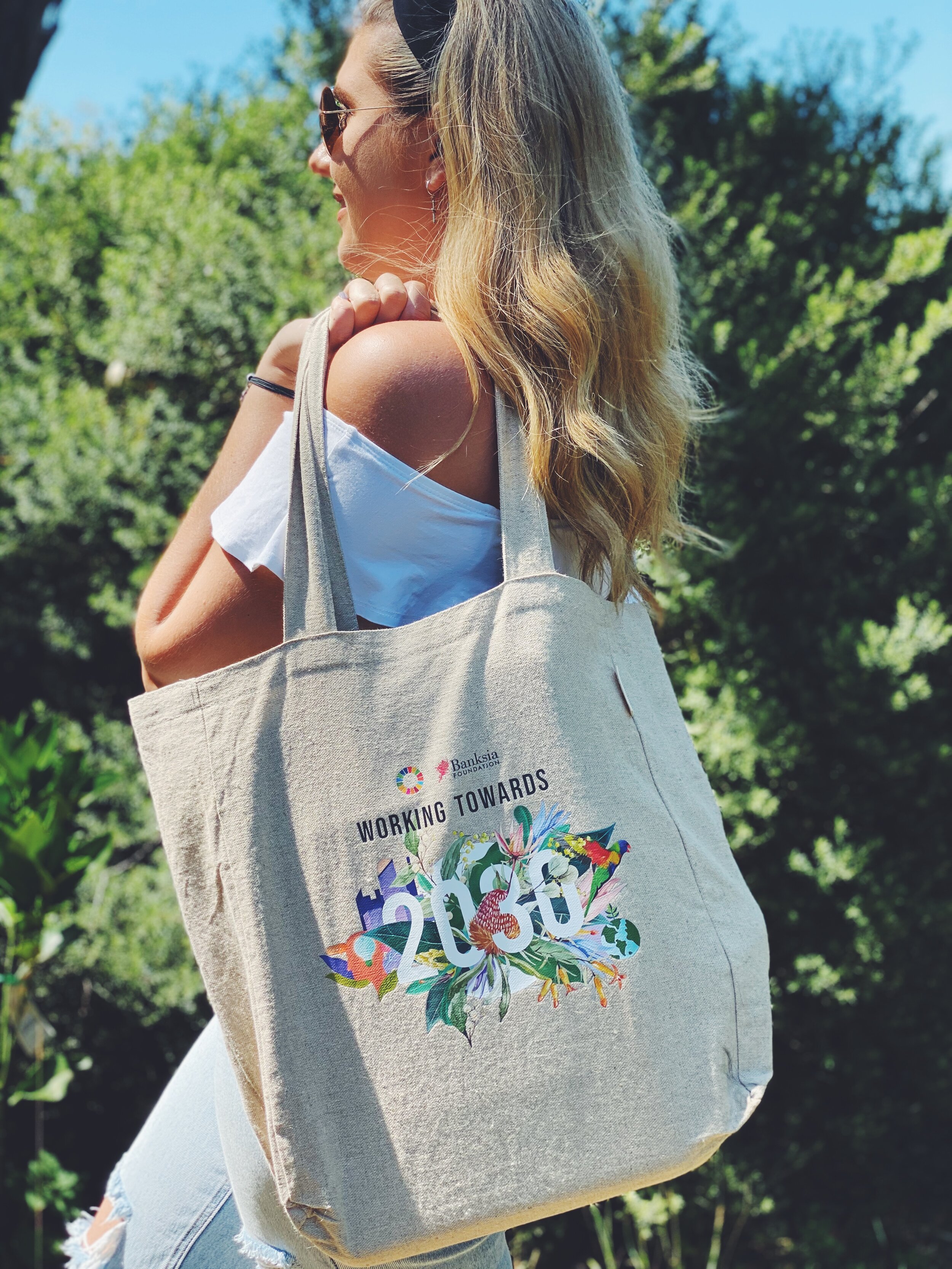 Pink and White Heart Colour Flower Design Tote Bag - White Tote Bag -  Frankly Wearing