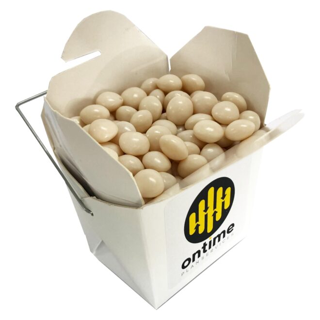 White Cardboard Noodle Box Filled with Mints 100G
