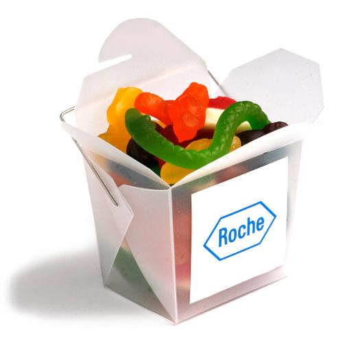 Frosted PP Noodle Box Filled with Mixed Lolllies 100G