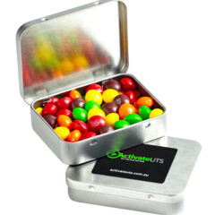 Rectangle Hinge Tin with Skittles 65g