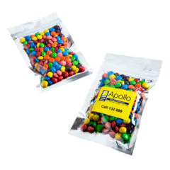 Silver Zip Lock Bag with M&Ms 50g