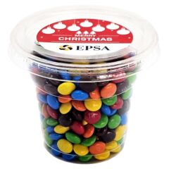 Tub filled with Mini M&Ms