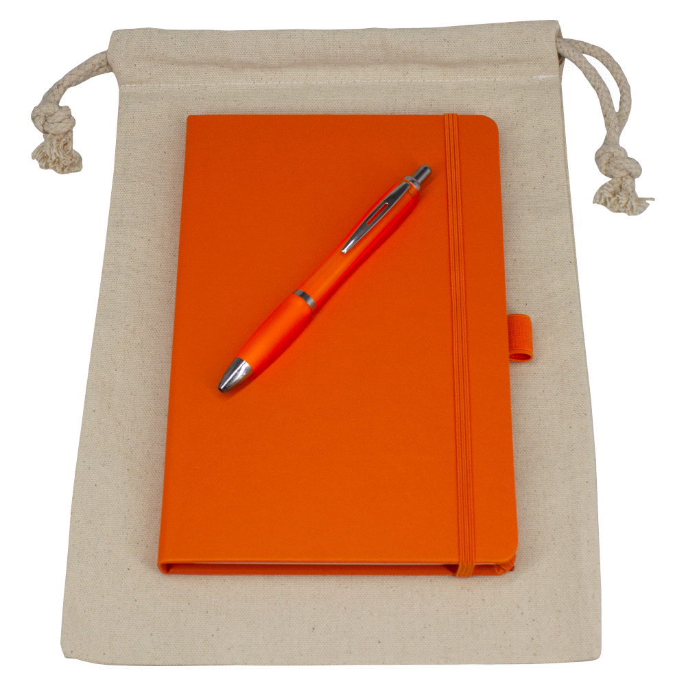 Gift Set – Drawstring Bag + JournalBook + Pen