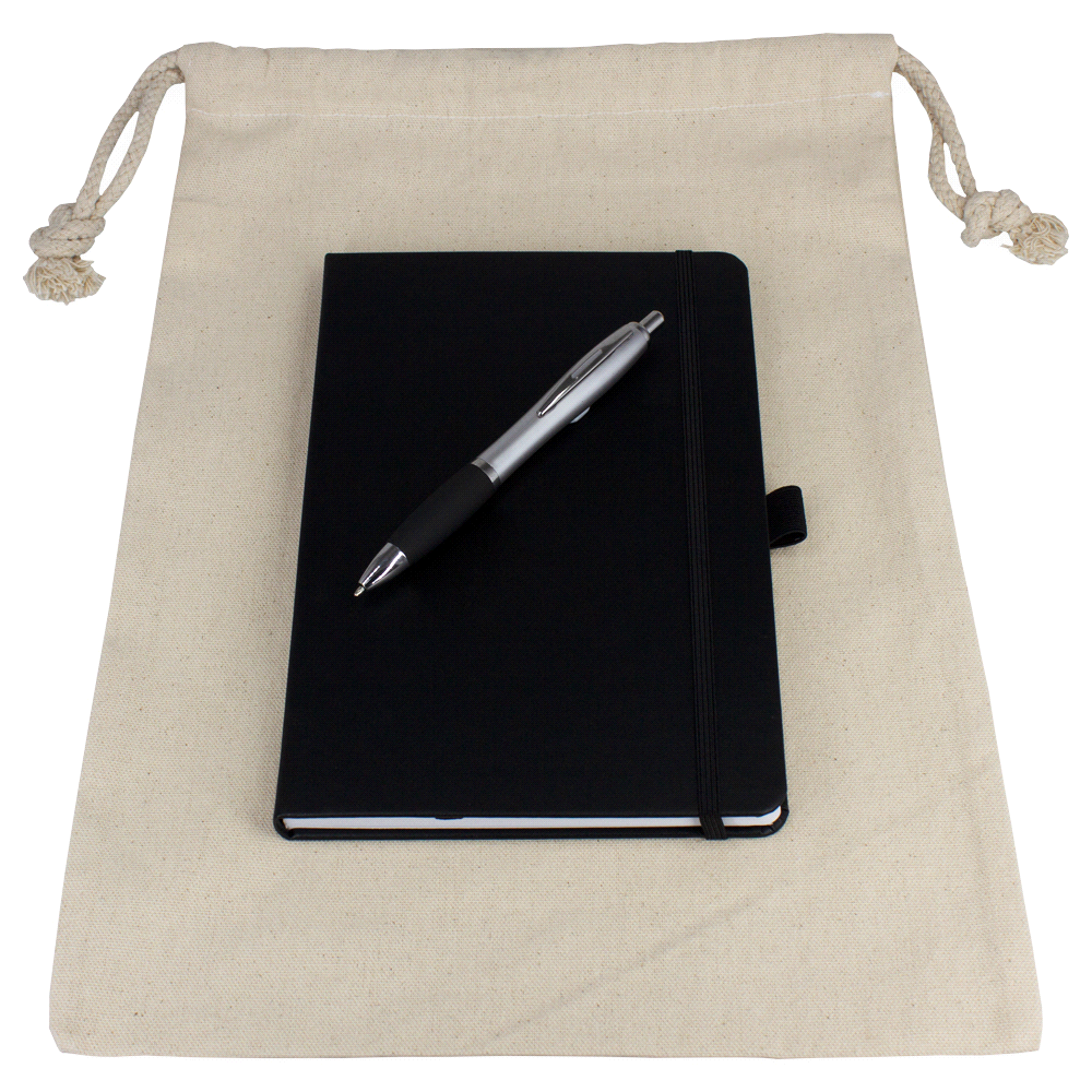 Gift Set – Drawstring Bag + JournalBook + Pen