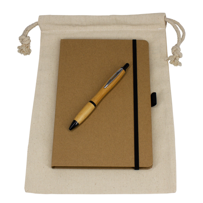 Gift Set – Drawstring Bag + JournalBook + Pen