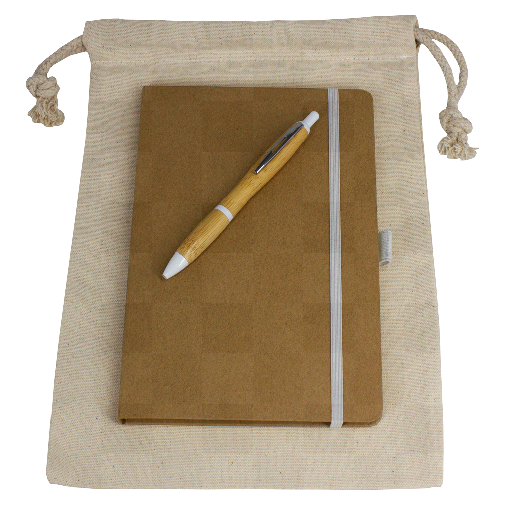 Gift Set – Drawstring Bag + JournalBook + Pen