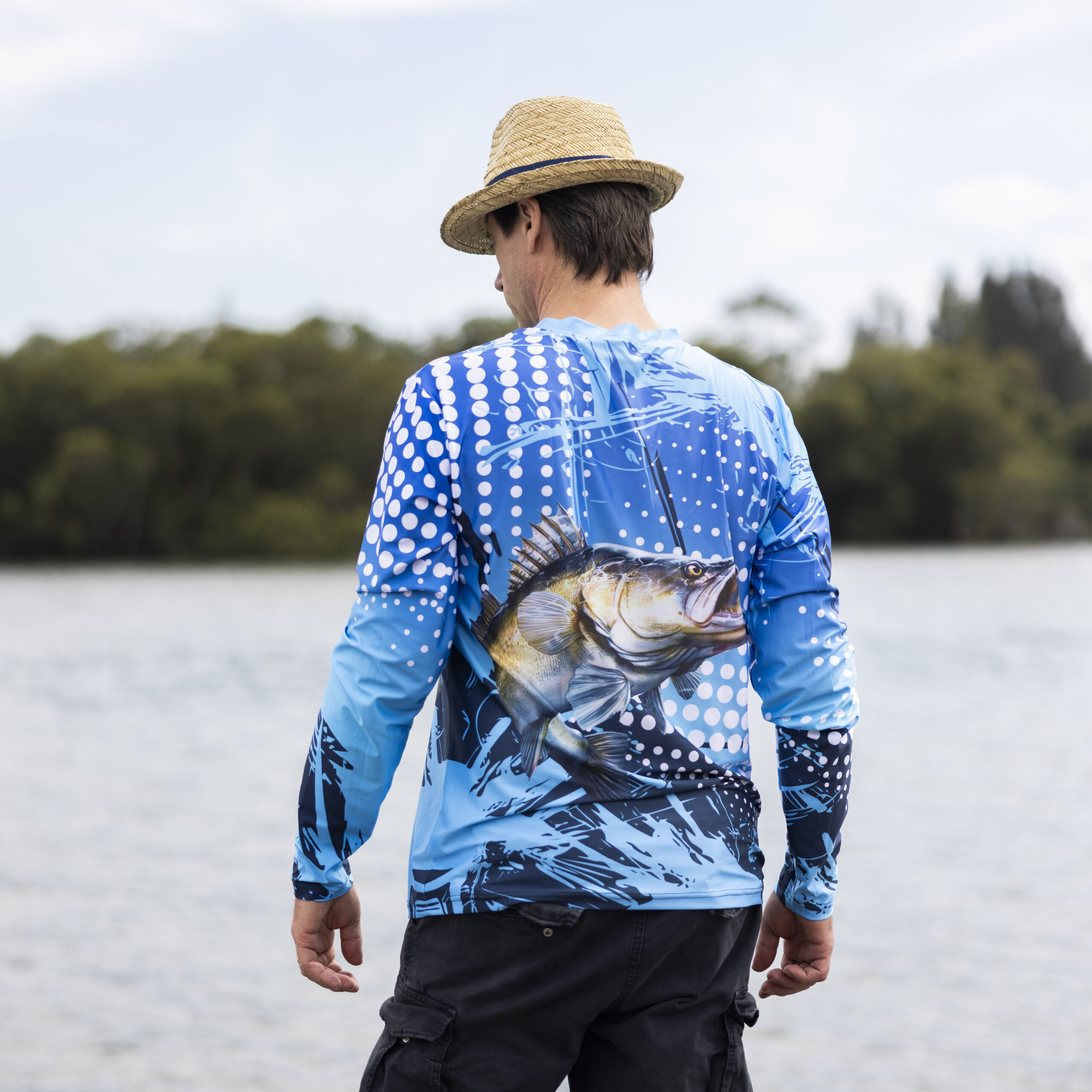Men’s Long Sleeve Polyester Sublimated Crew Neck Fishing Tee