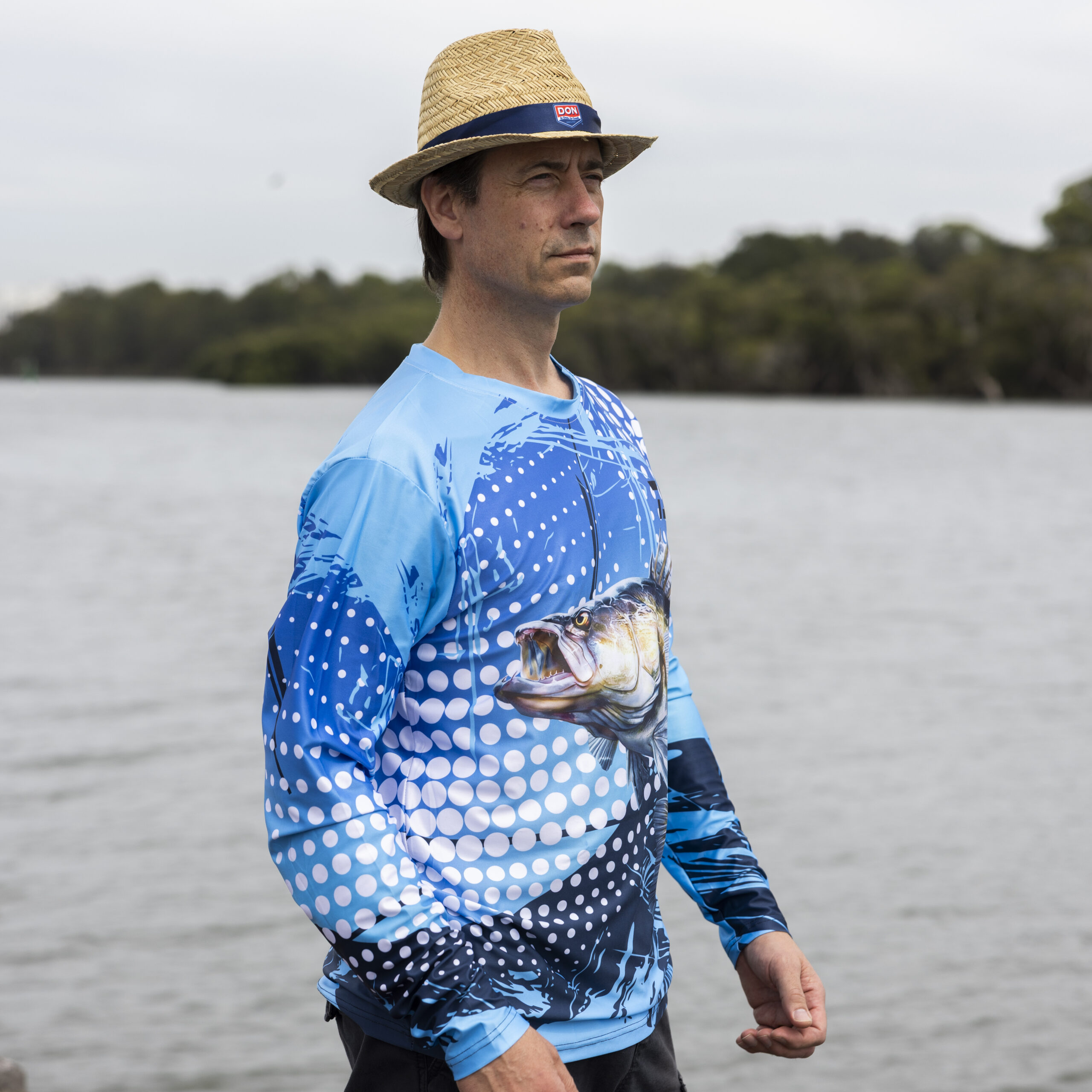 Men’s Long Sleeve Polyester Sublimated Crew Neck Fishing Tee