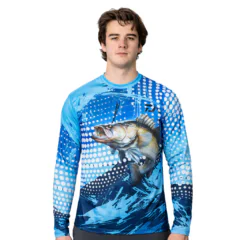Men's Long Sleeve Polyester Sublimated Crew Neck Fishing Tee