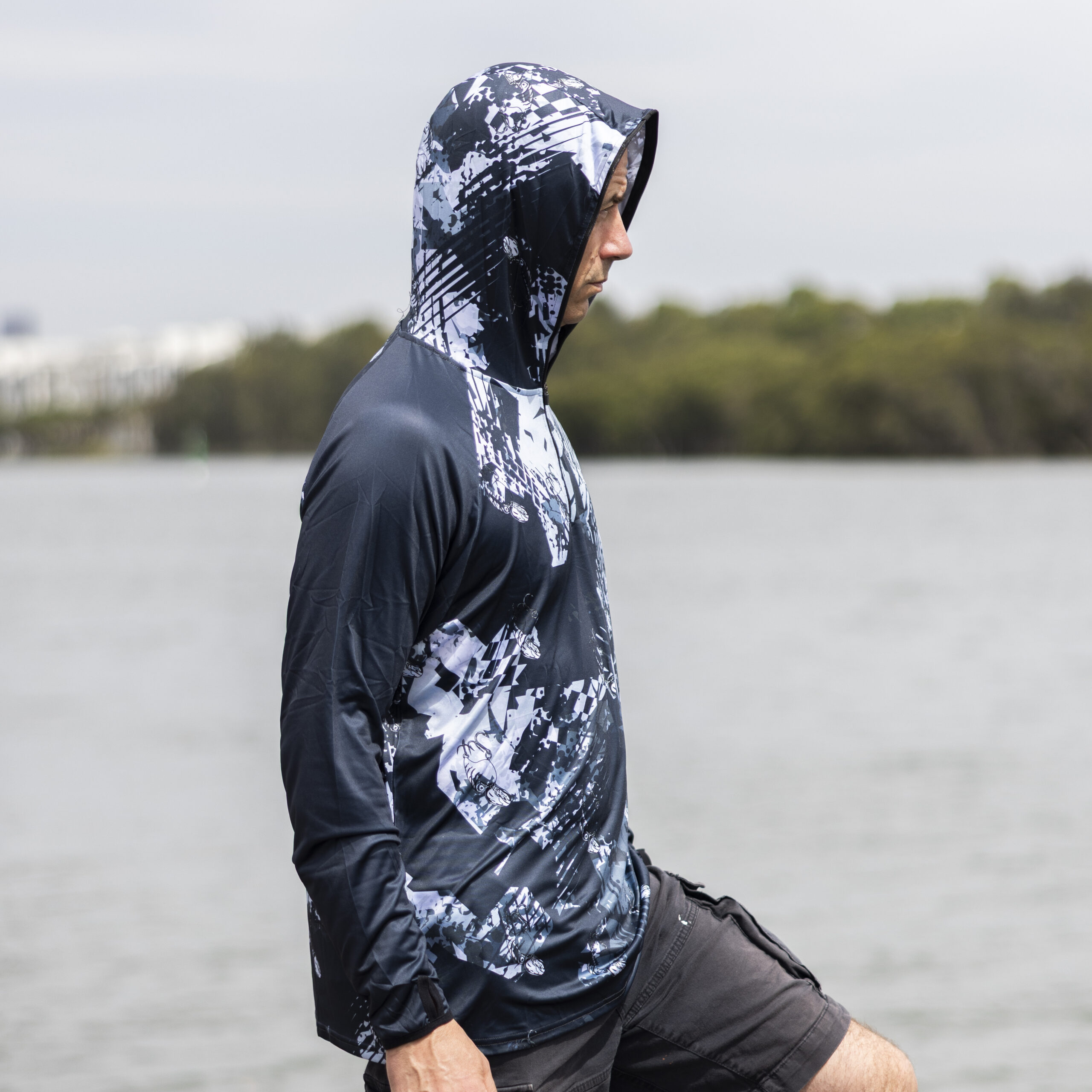 Men’s Polyester Sublimated 1/4 Zip Fishing Hoodie