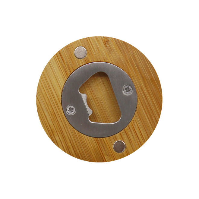 Round Bamboo Bottle Opener