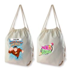 Calico Drawstring Library Backpack