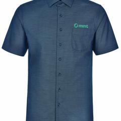 Ascot Mens Short Sleeve Dot Jacquard Stretch Shirt