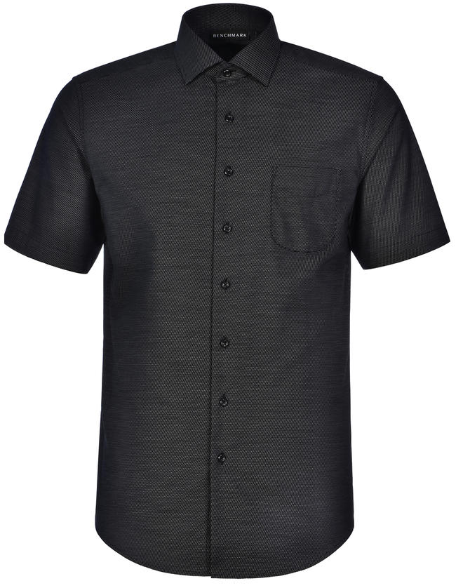 Ascot Mens Short Sleeve Dot Jacquard Stretch Shirt