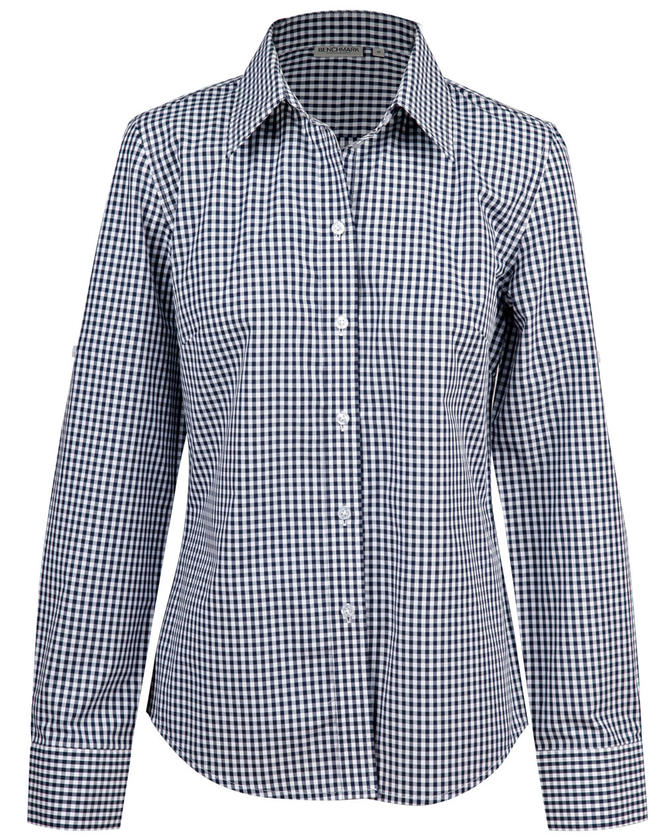 Ladies’ Gingham Check Long Sleeve Shirt