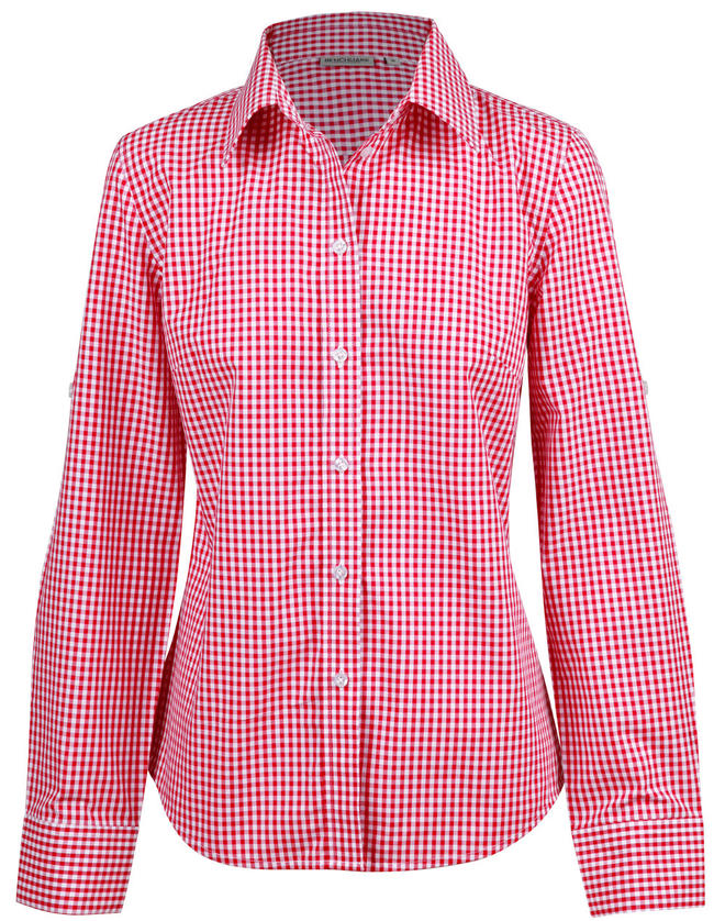 Ladies’ Gingham Check Long Sleeve Shirt