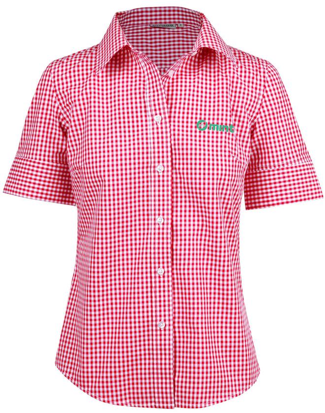 Ladies’ Gingham Check Short Sleeve Shirt