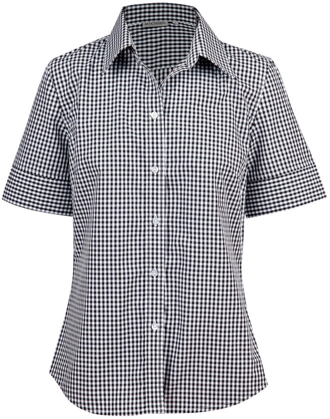 Ladies’ Gingham Check Short Sleeve Shirt
