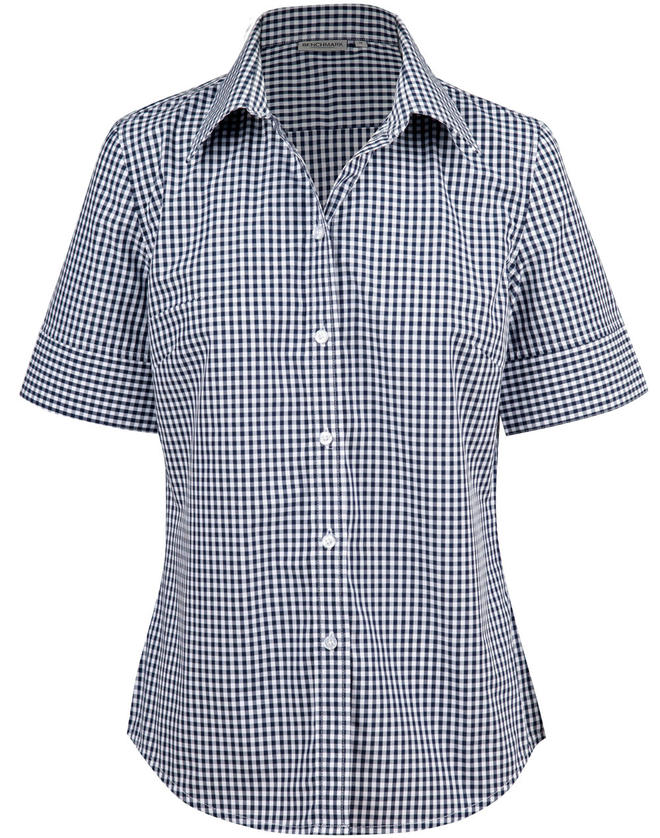 Ladies’ Gingham Check Short Sleeve Shirt