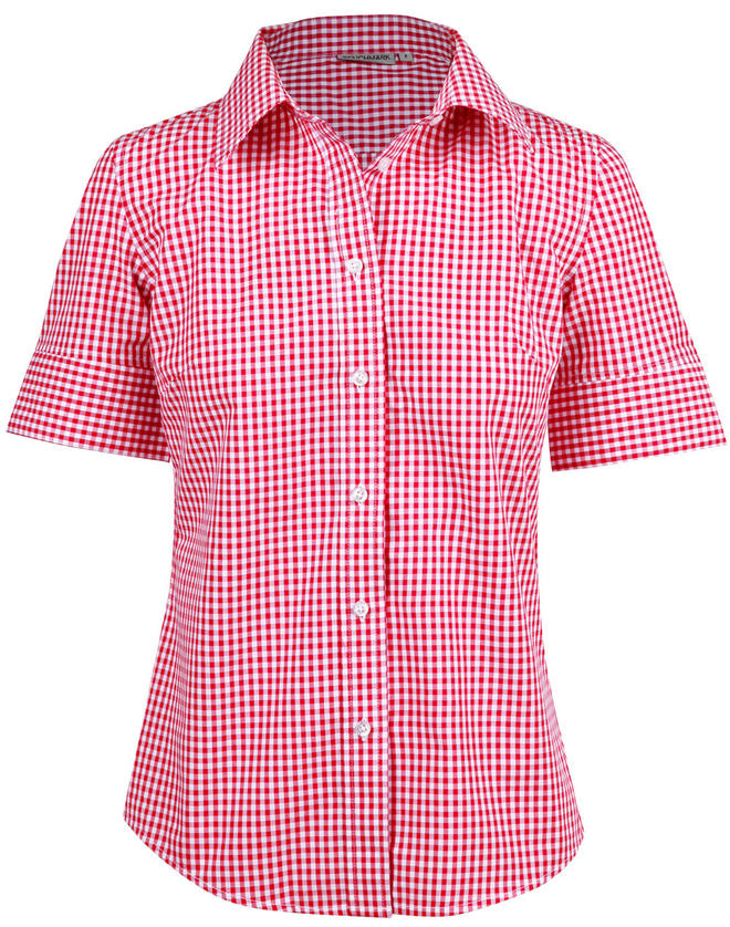 Ladies’ Gingham Check Short Sleeve Shirt