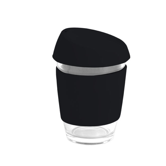 Moama Glass Coffee Cup – 350Ml With Silicon Lid And Band